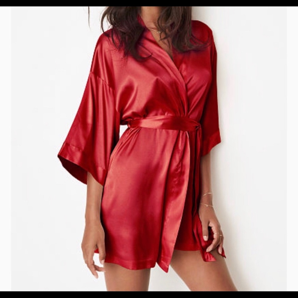 VS red silk robe